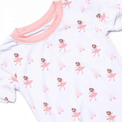 Bedtime Twirls Bamboo Pajama Short Set, Pink
