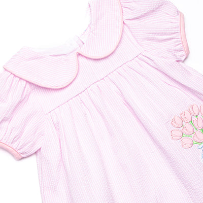 Garden Party Petals Applique Ruffle Short Set, Pink