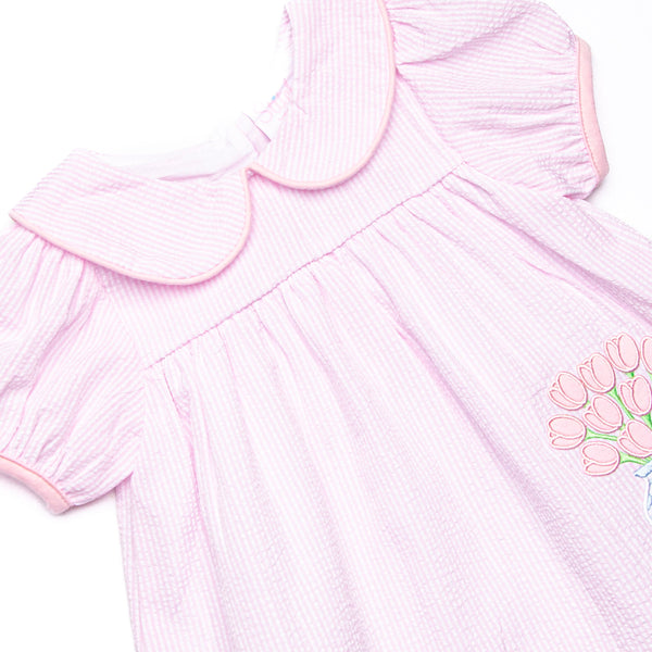 Garden Party Petals Applique Ruffle Short Set, Pink
