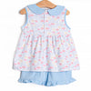 Blooms in the Breeze Ruffle Short Set, Blue