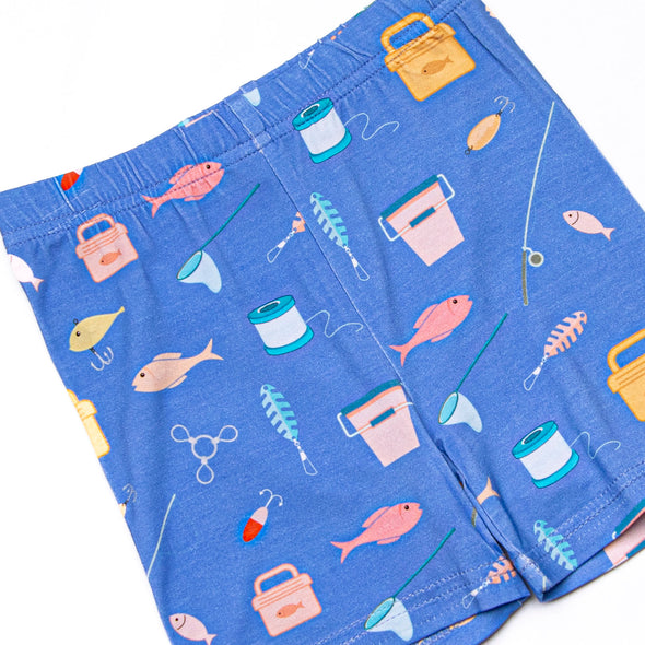 Rest and Reels Bamboo Pajama Short Set, Blue