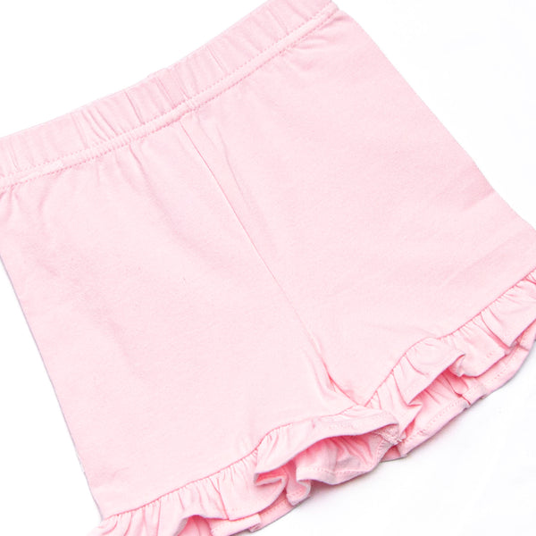 Garden Party Petals Applique Ruffle Short Set, Pink