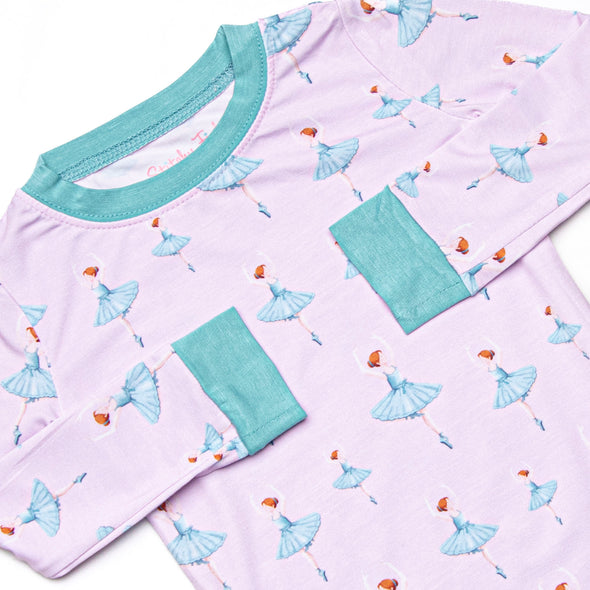 Teal Twirls Bamboo Pajama Set, Pink