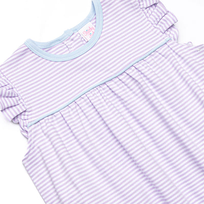Caitlyn Pima Bubble Romper, Blue and Purple Stripe