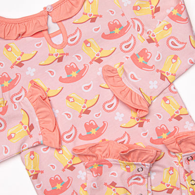 Giddy Up Gal Ruffle Romper, Pink
