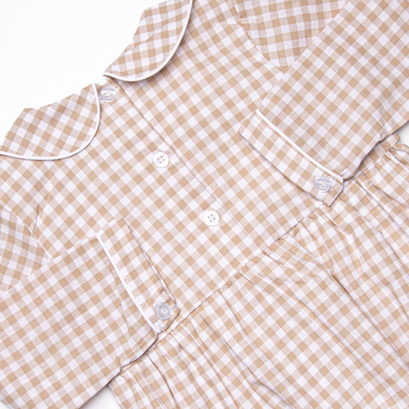 Thanksgiving Day Embroidered Long Sleeve Bubble, Tan