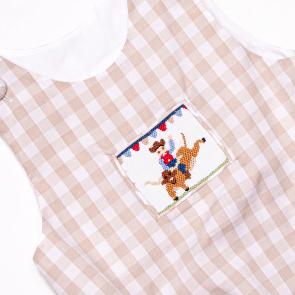 Rodeo Rider Smocked Bubble, Tan