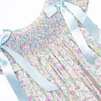 Blooming Bows Smocked Bubble, Blue