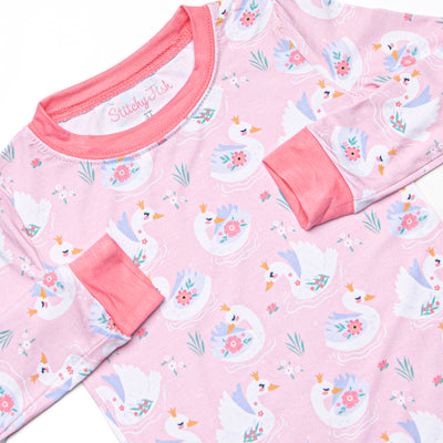 Swan Lake Slumber Bamboo Pajama Set, Pink