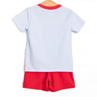 Heavy Haul Applique Short Set, Blue Stripe