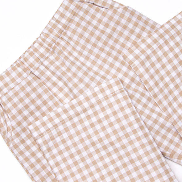 Thanksgiving Day Embroidered Polo Pant Set, Tan