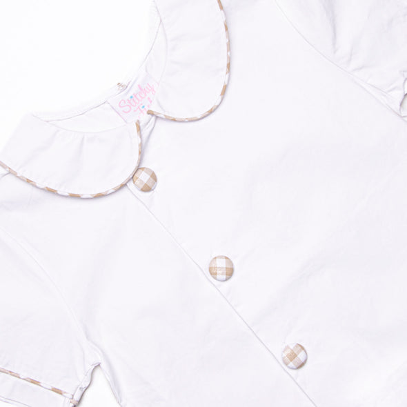 Thanksgiving Day Collared Pant Set, Tan