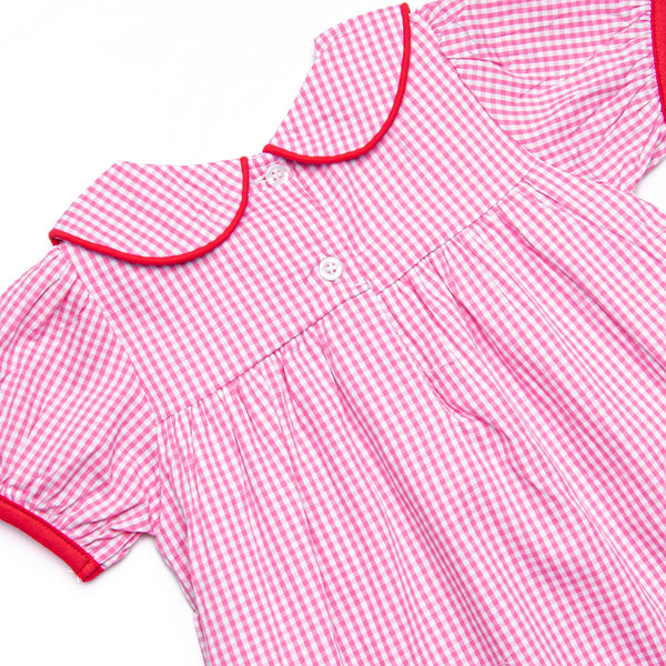 A+ Honor Roll Applique Collared Dress, Pink