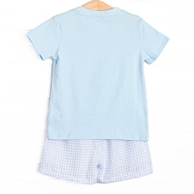 Life is a Highway Applique Short Set, Blue