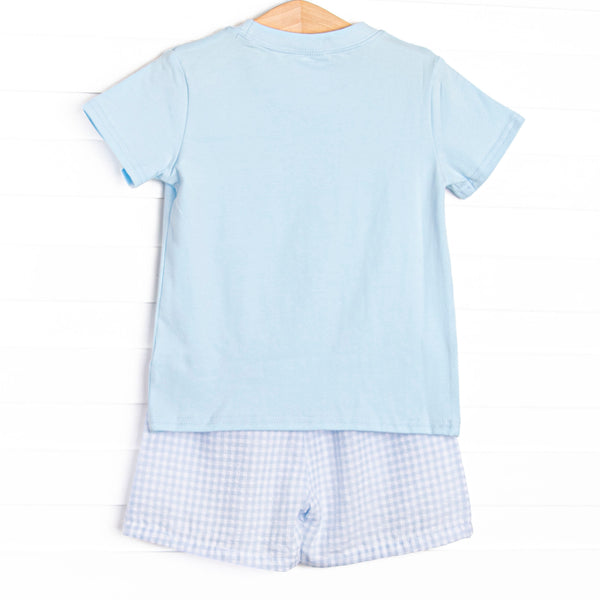 Life is a Highway Applique Short Set, Blue