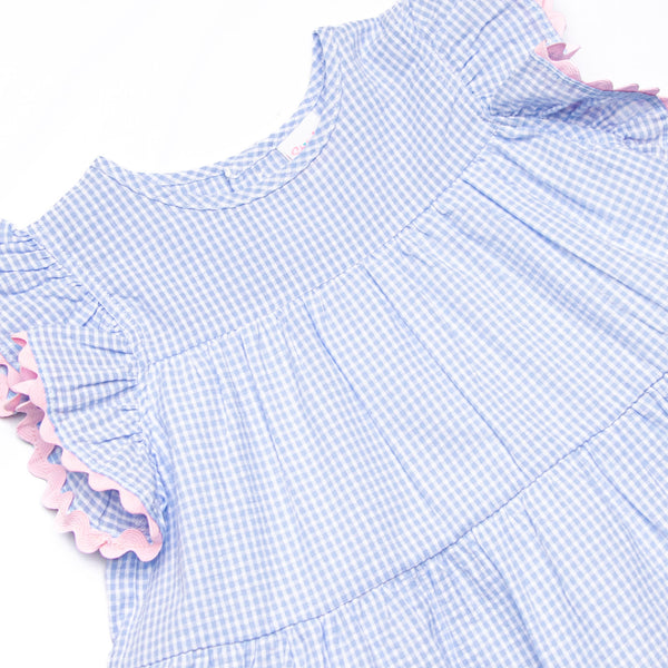 Summer Blues Tiered Ruffle Short Set, Blue