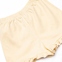 Tiny Fins Pima Embroidered Ruffle Short Set, Yellow and Blue Stripe