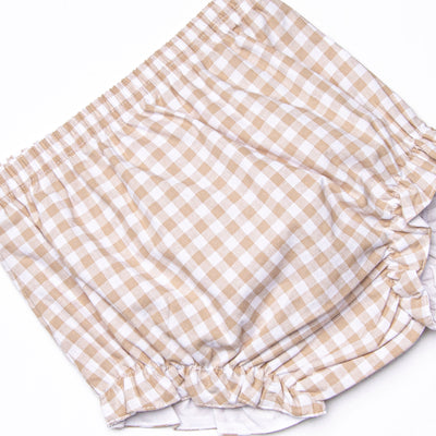 Thanksgiving Day Scalloped Bib Diaper Set, Tan
