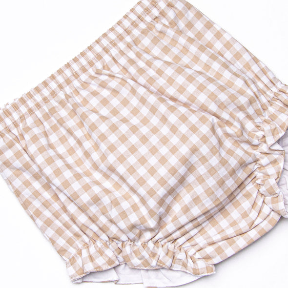 Thanksgiving Day Scalloped Bib Diaper Set, Tan