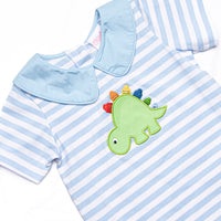 Dino-saurin' Student Applique Short Romper, Blue