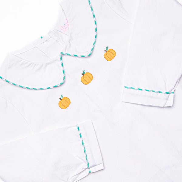 Prim Pumpkins Embroidered Short Set, Green