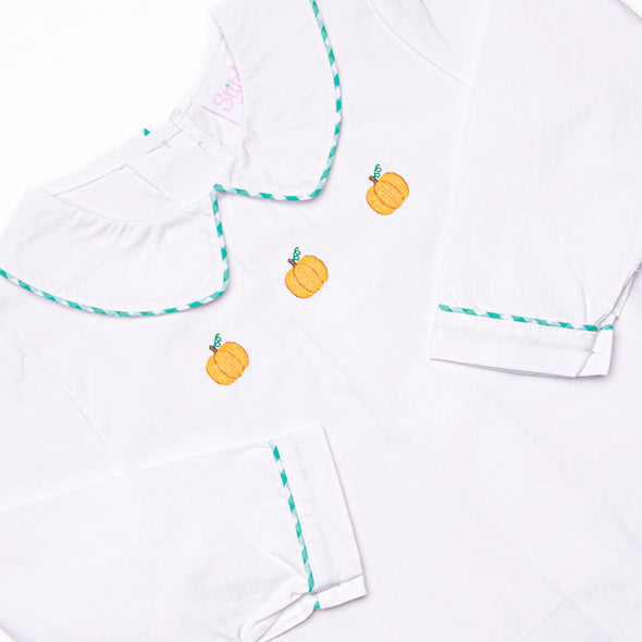 Prim Pumpkins Embroidered Short Set, Green