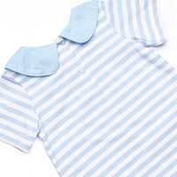 Dino-saurin' Student Applique Short Romper, Blue