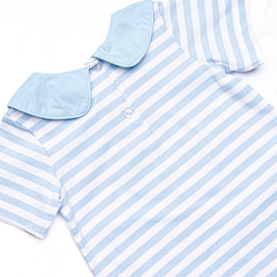 Dino-saurin' Student Applique Short Romper, Blue