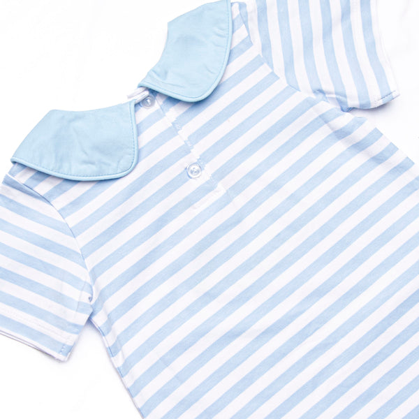 Dino-saurin' Student Applique Short Romper, Blue