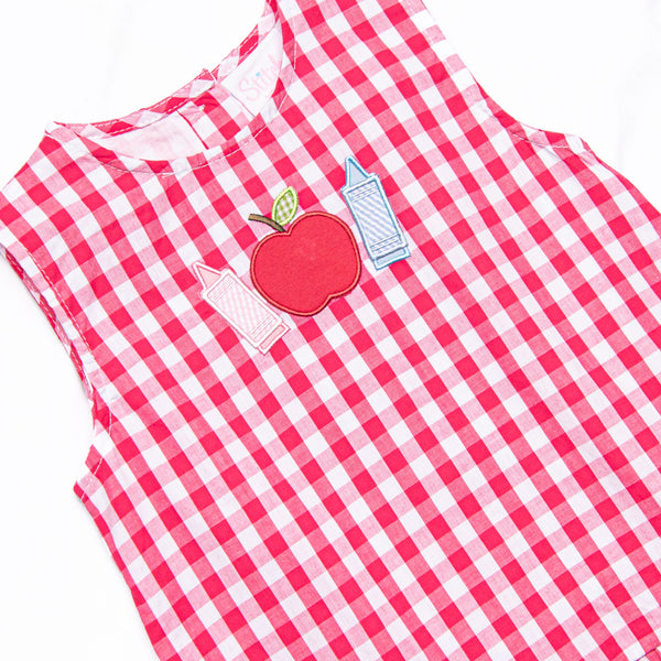 Arts and Crafts Apple Applique Diaper Set, Red