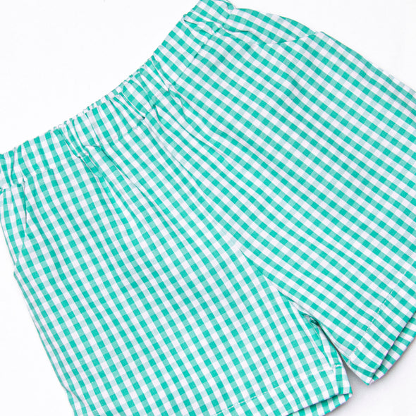 Prim Pumpkins Embroidered Short Set, Green