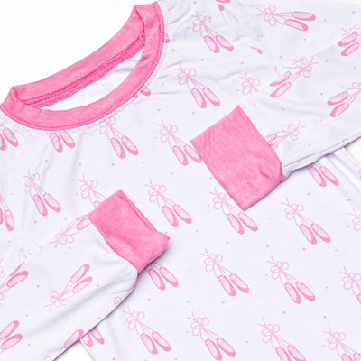 Satin Slippers Bamboo Pajama Set, Pink