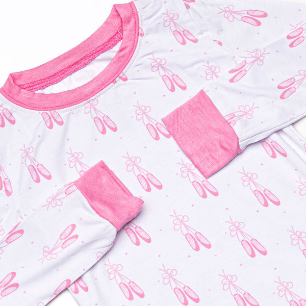 Satin Slippers Bamboo Pajama Set, Pink