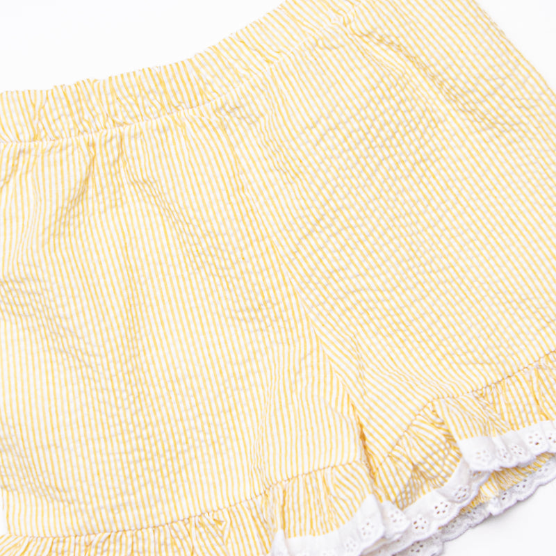 Yellow Ruffle Terry Short Set Plain Jane Ruffle Short Set, Yellow Seersucker – Stitchy Fish