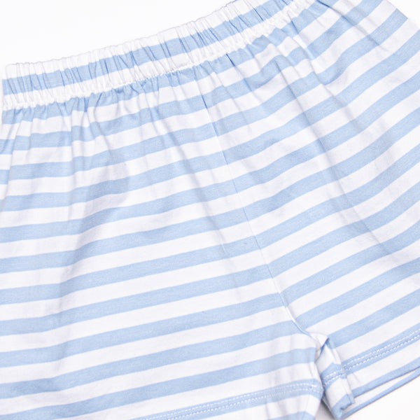 Mr. Mouse Applique Short Set, Blue Stripe