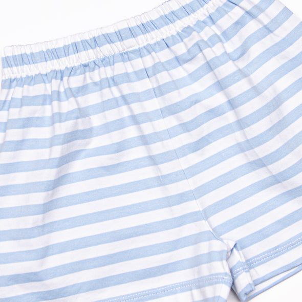 Mr. Mouse Applique Short Set, Blue Stripe