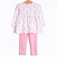 Satin Slippers Legging Set, Pink