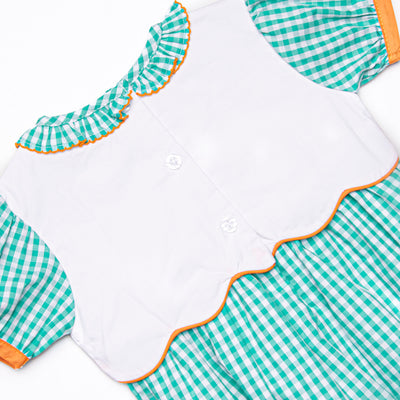 Prim Pumpkins Embroidered Dress, Green
