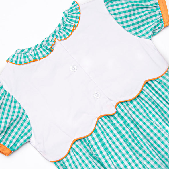 Prim Pumpkins Embroidered Dress, Green