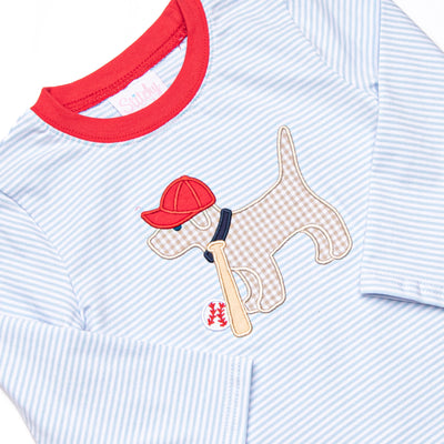 Play Ball Pup Applique Pant Set, Red