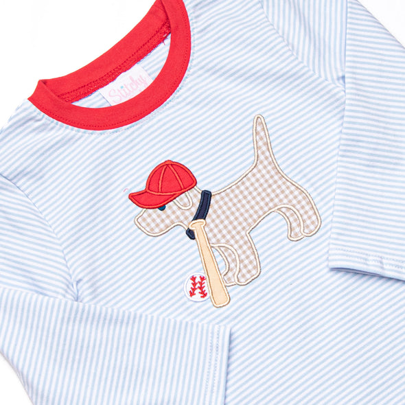 Play Ball Pup Applique Pant Set, Red