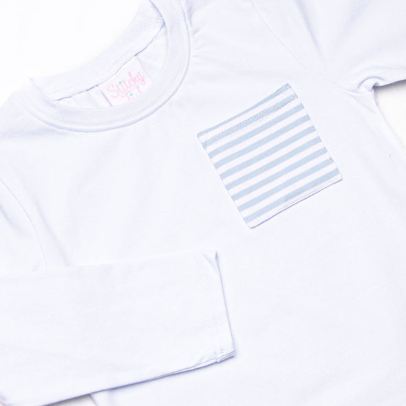 Evan Pant Set, White and Light Blue Stripe