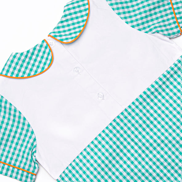 Prim Pumpkins Embroidered Jon Jon, Green