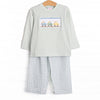 Blue Bronco Smocked Pant Set, Green