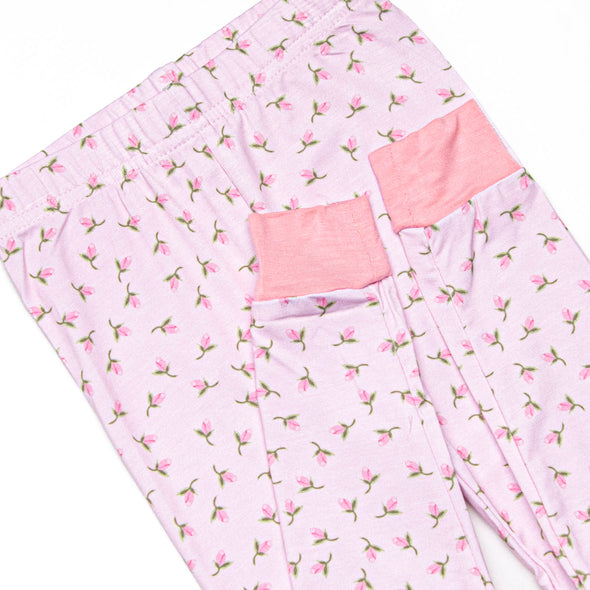 Pink Rosebud Bamboo Pajama Set, Pink