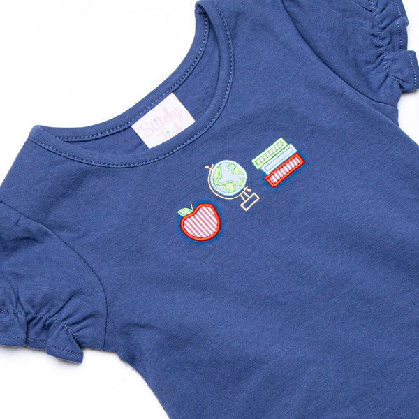 Global Studies Applique Ruffle Short Set, Blue