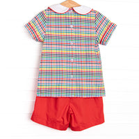 Prep School Plaid Short Set, Red