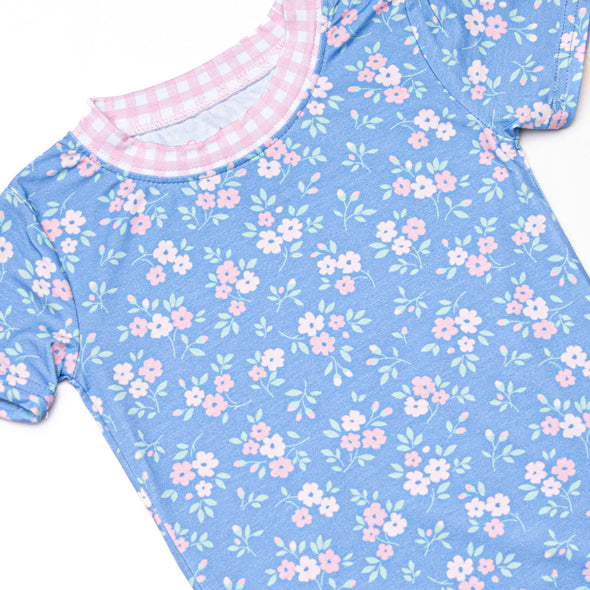 Grace Garden Bamboo Pajama Short Set, Blue