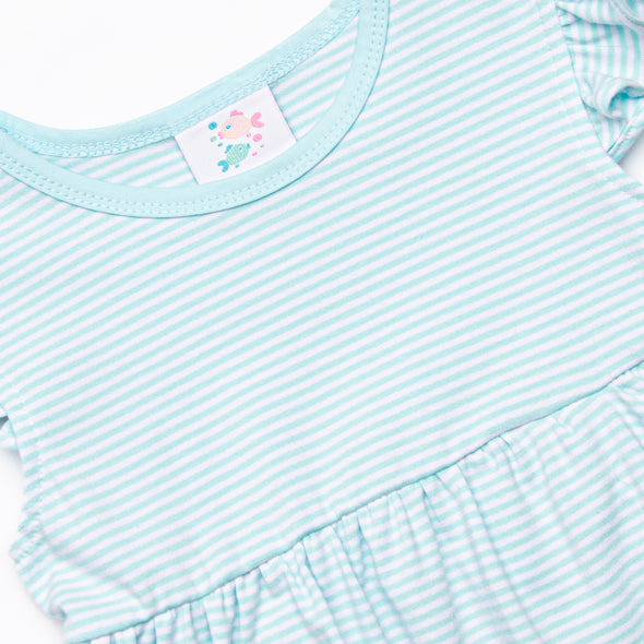 Everly Dress, Aqua Stripe
