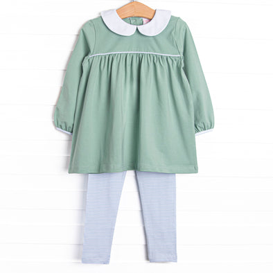 Sage and Stripes Legging Set, Green